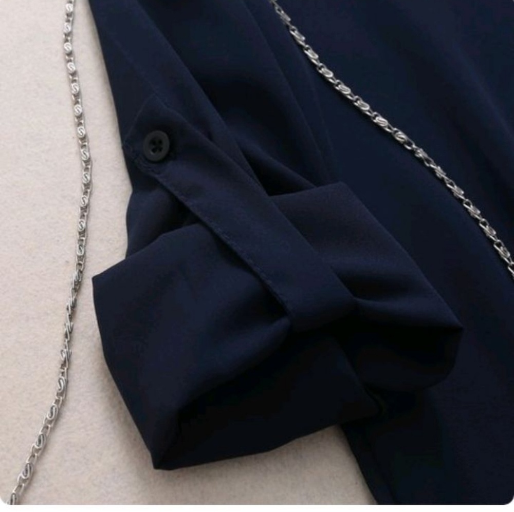 Long Sleeve V-Neck Shirt Dress - Picture 3 of 3
